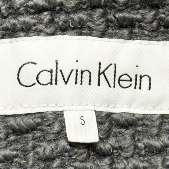 Calvin Klein Women's Linen Blend Dark Grey Textured Belted Pea Coat Size Small - Picture 7 of 10